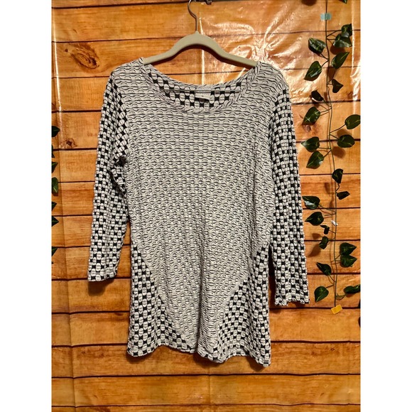 CMC Womens Knit Tunic Top Size S Black 3/4 Sleeve Round Neck Chunky Stretch - Picture 1 of 6